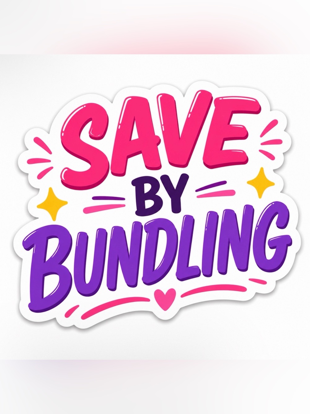 Source Unknown Pink and Purple 'Save by Bundling' Sticker